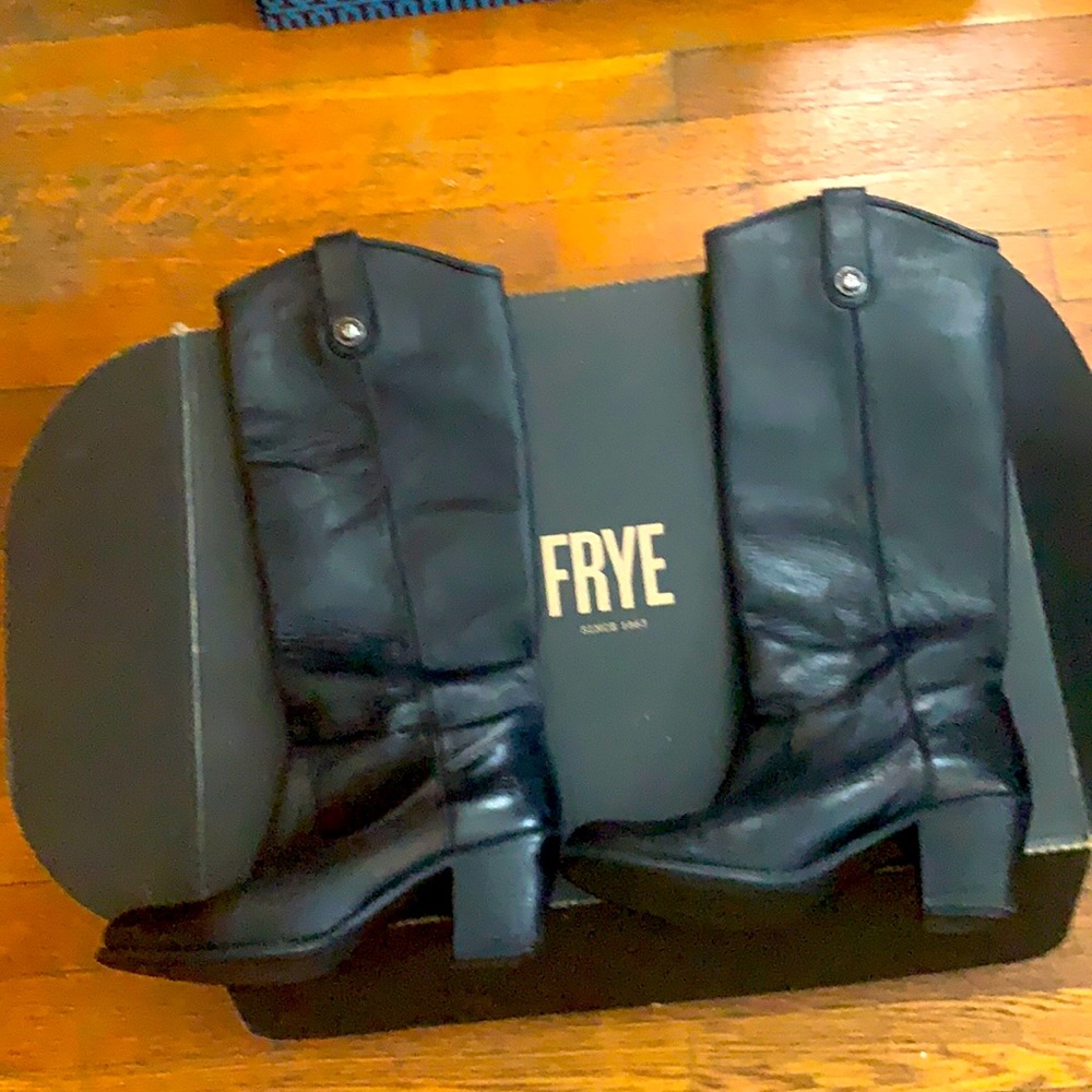 Frye Black Melissa Knee-high Zip Riding Moto Boots